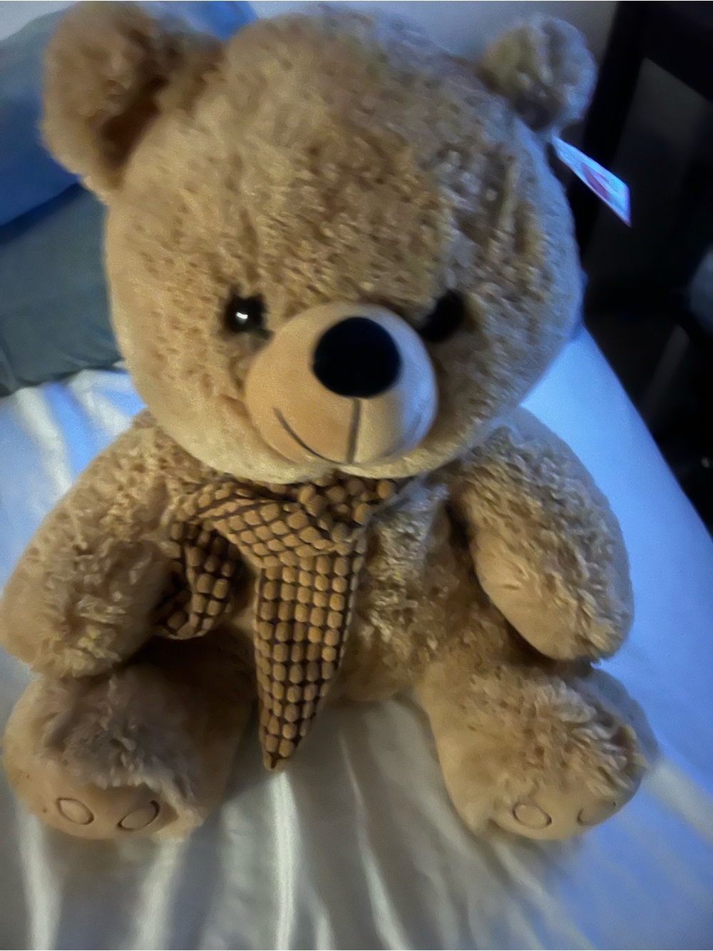 Large Plush Teddy Bear with Brown Scarf - Kids Accessory